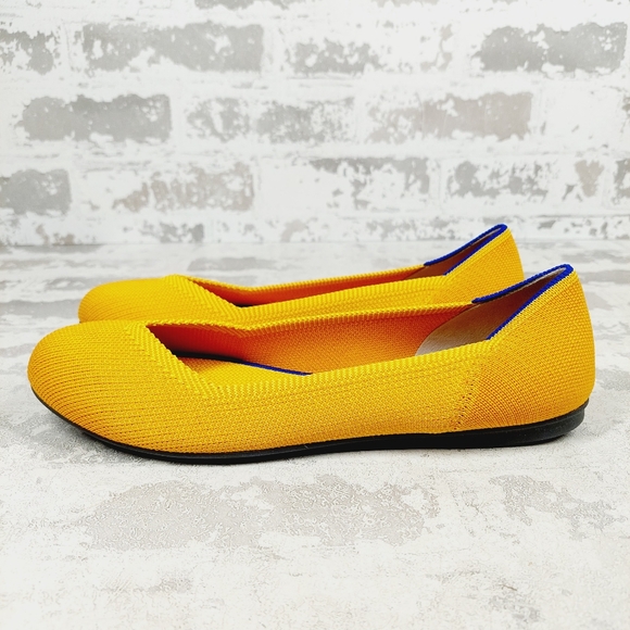 New Rothy's The Flat Yellow Knit Round Toe Slip On Loafers W306